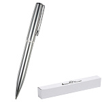 Ручка подарочная шариковая автоматическая " Bruno Visconti " Boston синяя 0,7мм, поворотный механизм, металлический корпус, цвет корпуса серебряный, толщина письма- 0,35мм, подарочная упаковка