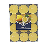 Свеча чайная " РСМ " 24шт Лимон, 39*12,5мм, время горения 3-4часа, картонная упаковка в термо упаковке
