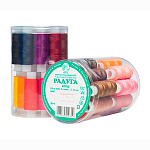 Нитки для шитья " ПНК им. Кирова " Радуга, в наборе: 24шт ассорти 150м, армированные, пластиковый тубус