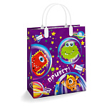 Пакет ПЭ " Интерпак " с пластиковой ручкой МП, 23*27см 150мкм Космик