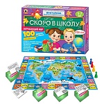 Игра викторина " Русский стиль " Скоро в школу. Окружающий мир, состав: 18 карточек с вопросами, 26 игровых карточек, правила, картонная упаковка 23*3*16,5см