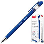 Ручка шариковая " Hatber " Balance синяя 1,0мм, толщина письма 0,5мм, чернила на маслянной основе, резиновый держатель с треугольной зоной захвата, металлический наконечник, непрозрачный пластиковый корпус, картонная упаковка