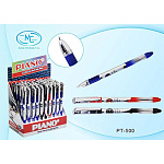 Ручка шариковая " Piano " Tubtle в дисплее 3цв (красная-5шт, черная-10шт, синяя-35шт) 0,5мм, толщина письма 0,25мм, резиновый держатель, игольчатый пишущий узел, металлический наконечник, полупрозрачный пластиковый корпус