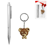 Набор подарочный " KWELT " 2в1 ручка шариковая автоматическая, синяя, брелок, пластиковая упаковка, европодвес