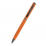 Ручка подарочная шариковая автоматическая " Bruno Visconti " Firenze синяя 1,0мм, толщина письма 0,7мм, поворотный механизм, корпус- нержавеющая сталь, покрытие soft touch, цвет корпуса оранжевый, металлический наконечник, металлический клип, черный карто