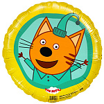 Шар фольгированный " Браво " 18"/46см Круг Компот, Три Кота, желтый