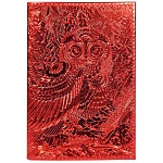 Обложка для паспорта " Имидж " Сова, красный металлик, натуральная кожа, сплошное тиснение фольгой