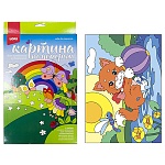 Картина по номерам " Lori " 20*28,5см Радостный котенок, состав набора: основа на картоне с контуром, краски, кисть, палитра, инструкция, картонная упаковка, европодвес