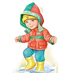 Плакат фигурный " Империя поздравлений " 933 А3 Мальчик играет с лужей