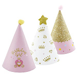 Набор колпаков с помпонами " Веселуха " Именинница принцесса, с помпонами 14*18см, в наборе 3шт