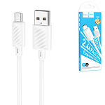 Кабель сетевой USB - micro USB " Hoco " X88 Gratified белый, круглый, 1м, 2,4А, силикон
