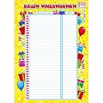 Плакат " Мир поздравлений " 450 А4 Наши именинники! Ламинация, пиши- стирай