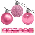 Набор шаров " KWELT " d=6,5см 6шт, розовые (глянцевые, матовые, с блестками), пластиковый тубус
