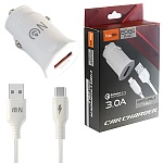 Зарядное устройство автомобильное " FaisON " A-20 Edge белое, 3,0А, QC3.0, USB, пластик, кабель Type-C, 1м