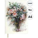 Записная книжка МАЛЫЙ ФОРМАТ А6 искусственная кожа 96л " Феникс " Escalada Наппа Дмитрий швецов. Букет с розами, линия, сшивка, белый офсет, печать в 1 краску, тиснение фольгой, ляссе, скругленные углы, индивидуальная упаковка, 100*148мм