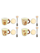 Кружка керамическая " KWELT " 420мл, Bear, крышка и ложка в комплекте, ассорти (без возможности выбора дизайна), картонная упаковка