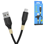 Кабель сетевой USB - micro USB " Borofone " BX92 Advantage чёрный, круглый, 1м, 2,4А, PD, 20Вт, ткань, алюминий