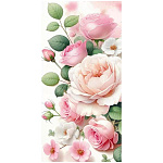 Конверт для денег " Праздник " 410 Без названия- Нежные розовые розы, 84*164мм, глянцевый УФ-лак, без текста