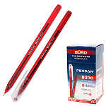 Ручка шариковая " Pensan " Buro красная 1мм, толщина письма 0,7мм, чернила на масляной основе, игольчатый пишущий узел, полупрозрачный корпус, колпачок с клипом, дисплей