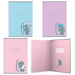 Тетрадь А4 48л клетка " Академия Групп " Милый котэ, офсет, на скобе, обложка - мелованный картон, ламинация soft-touch, тиснение фольгой, 3 дизайна в спайке