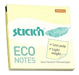 Блок самоклеящийся (стикеры) 76*76мм 100л пастель, ECO, желтый " Hopax "