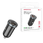 Блок питания автомобильный " Borofone " BZ22 Scenery чёрный, 3,0А, QC3.0, 30W, PD30W, USB, Type-C, пластик (кабель в комплект не входит)