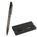 Ручка подарочная шариковая автоматическая " Bruno Visconti " Portofino синяя 1,0мм, толщина письма 0,7мм, поворотный механизм, корпус- латунь, покрытие soft touch, цвет корпуса вороненая сталь, металлический клип, черный картонный футляр